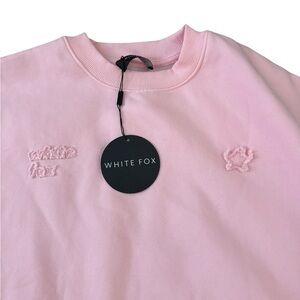White Fox Pink Oversized Appliqué Streetwear Athleisure Crewneck Sweatshirt M/L